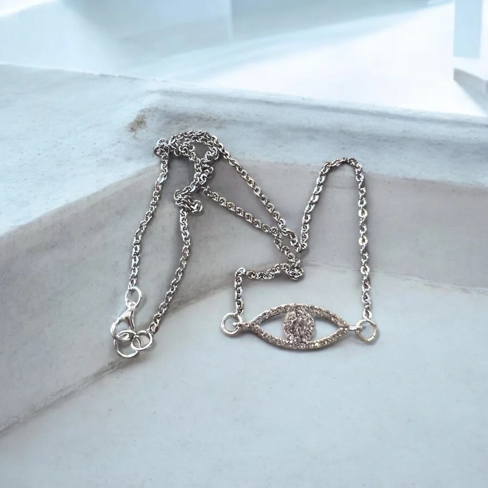 Sparkling Evil Eye Necklace 17.5” Protects you or loved ones from harm